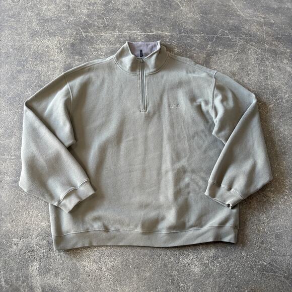 Izod Sweater Mens XL Green Embroidered Logo 1/4 Zip Sweatshirt Mock Neck - Picture 1 of 9